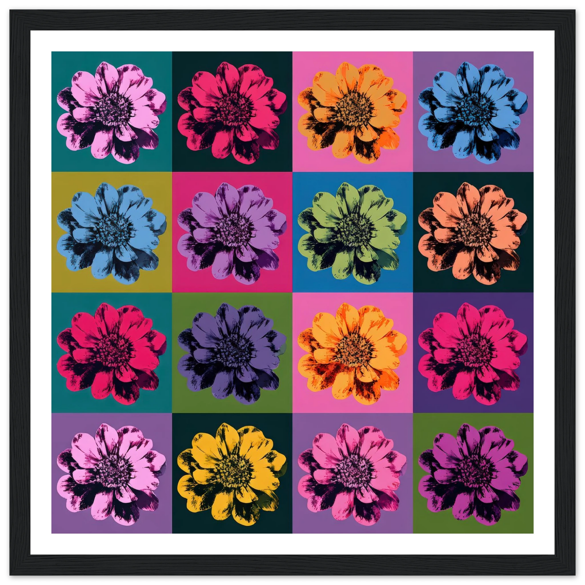 The Pop Color Grid - Framed Poster - 30x30 cm / 12x12″ - Black frame