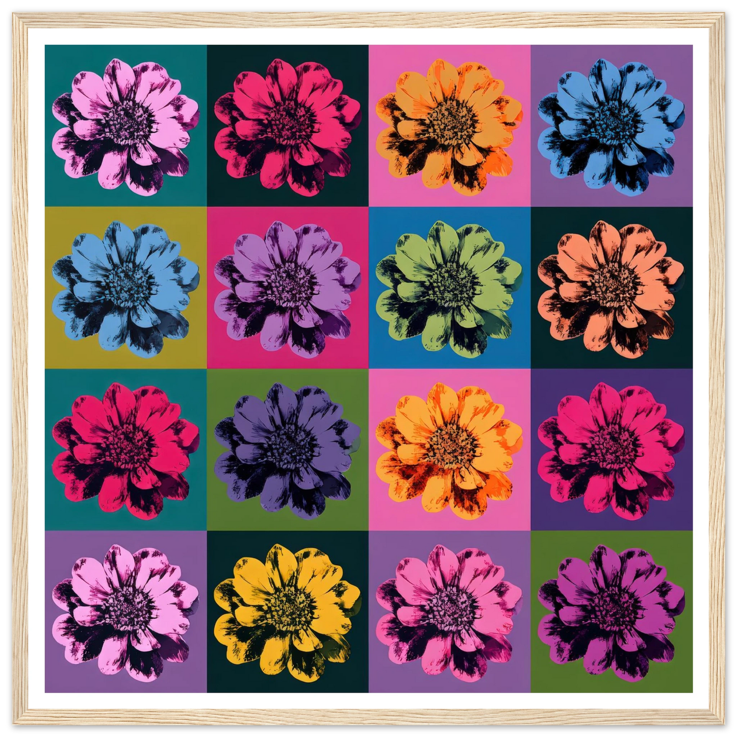 The Pop Color Grid - Framed Poster - 30x30 cm / 12x12″ - Black frame