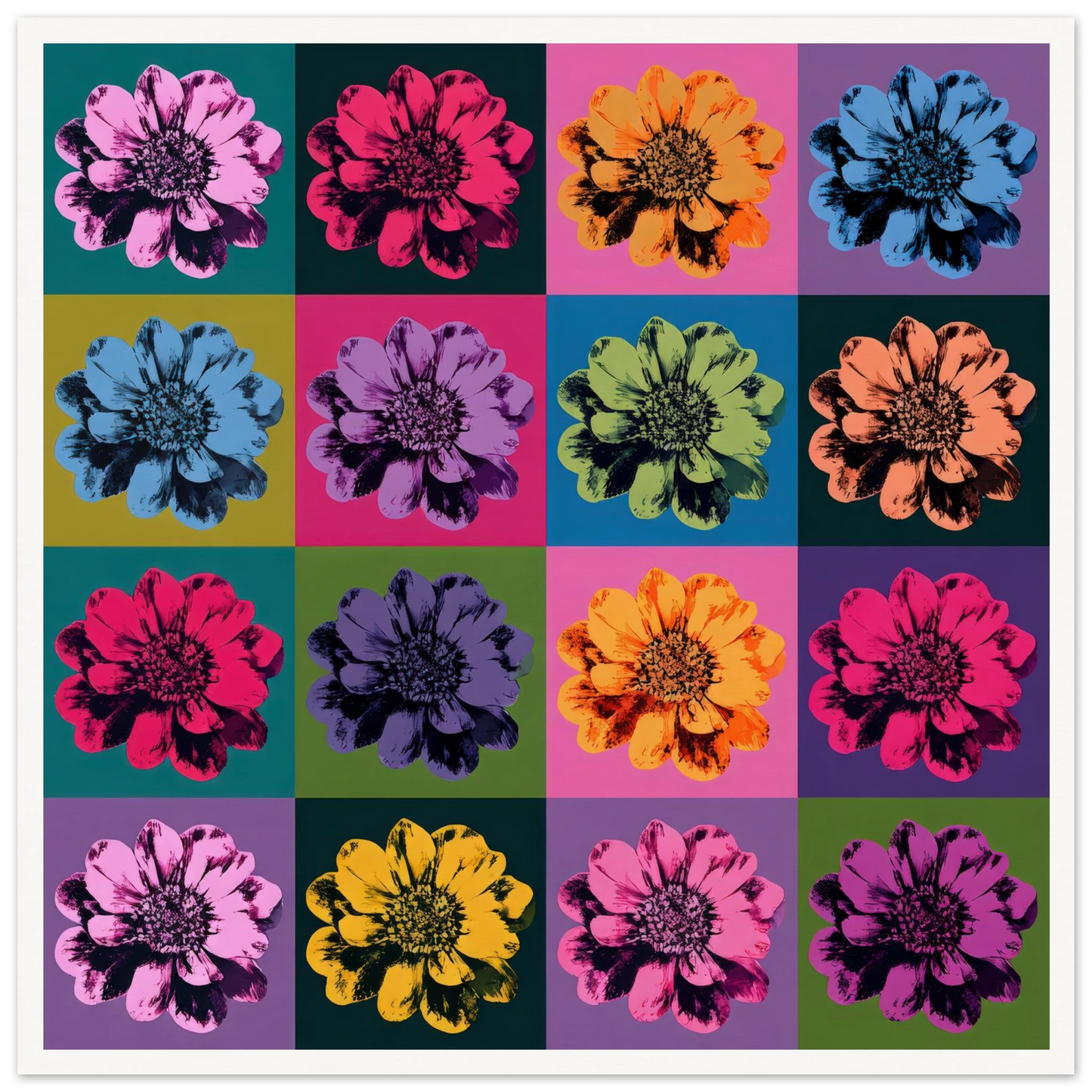 The Pop Color Grid - Framed Poster - 30x30 cm / 12x12″ - Black frame