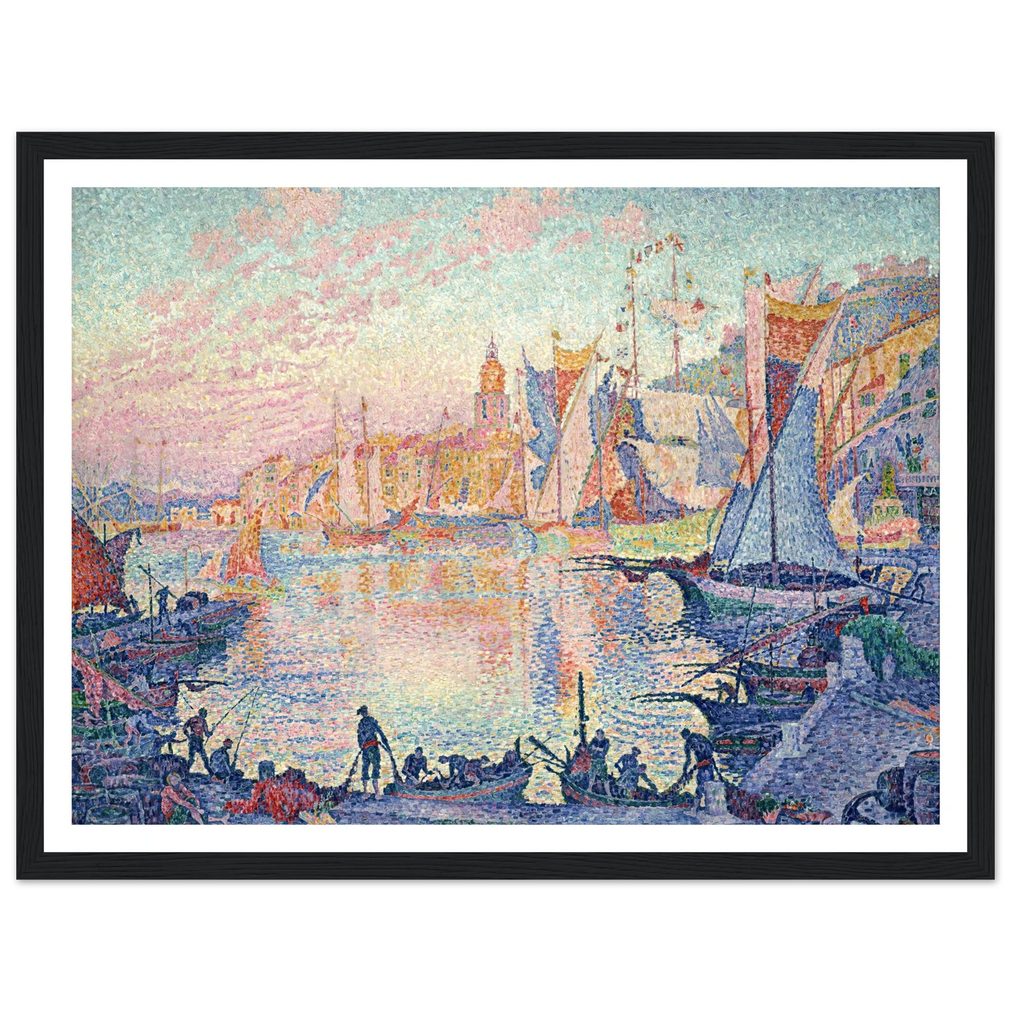 The Port of Saint-Tropez Art Print | Paul Signac - Framed Poster - 30x40 cm / 12x16″ - Black frame