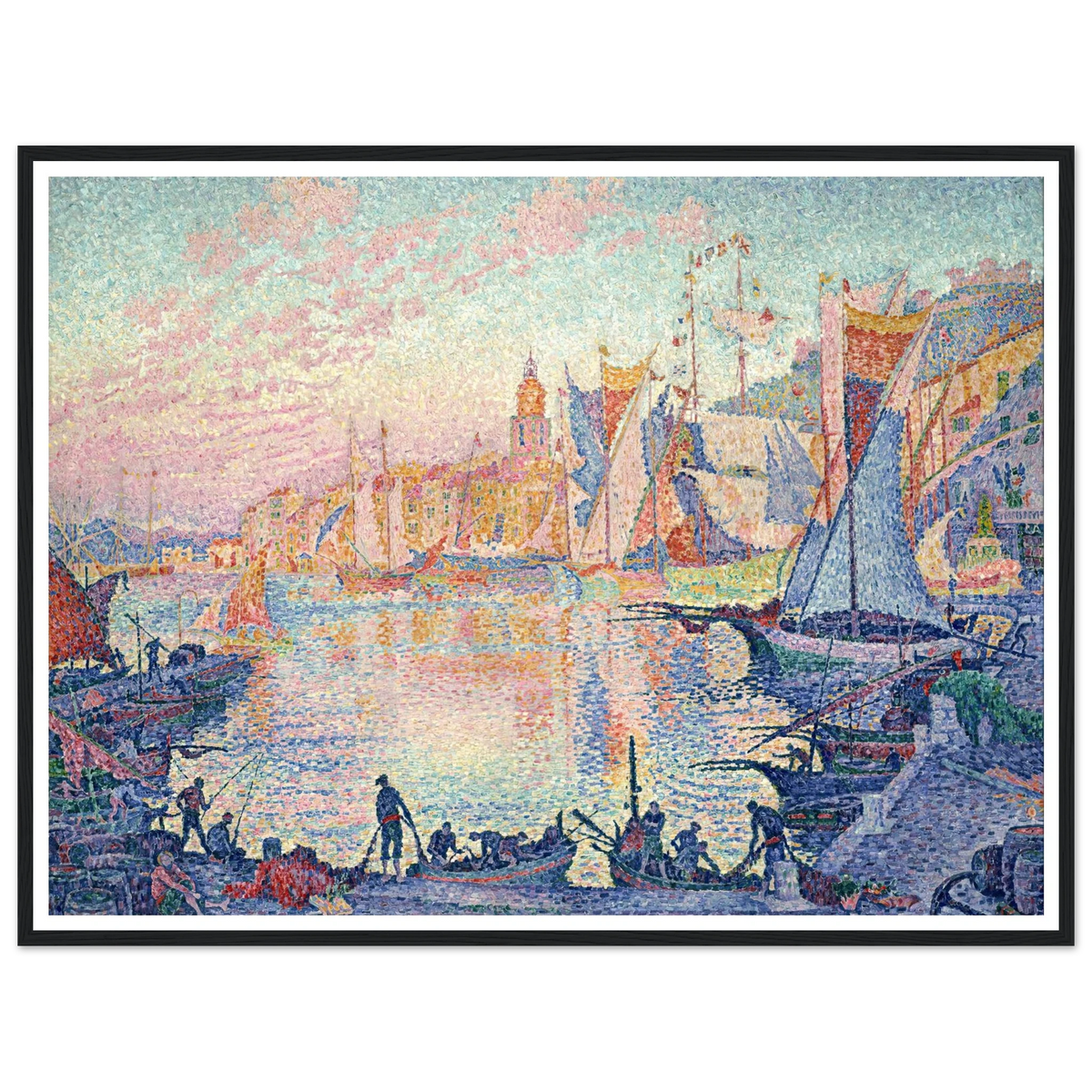 The Port of Saint-Tropez Art Print | Paul Signac - Framed Poster - 30x40 cm / 12x16″ - Black frame