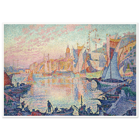 The Port of Saint-Tropez Art Print | Paul Signac - Framed Poster - 30x40 cm / 12x16″ - Black frame