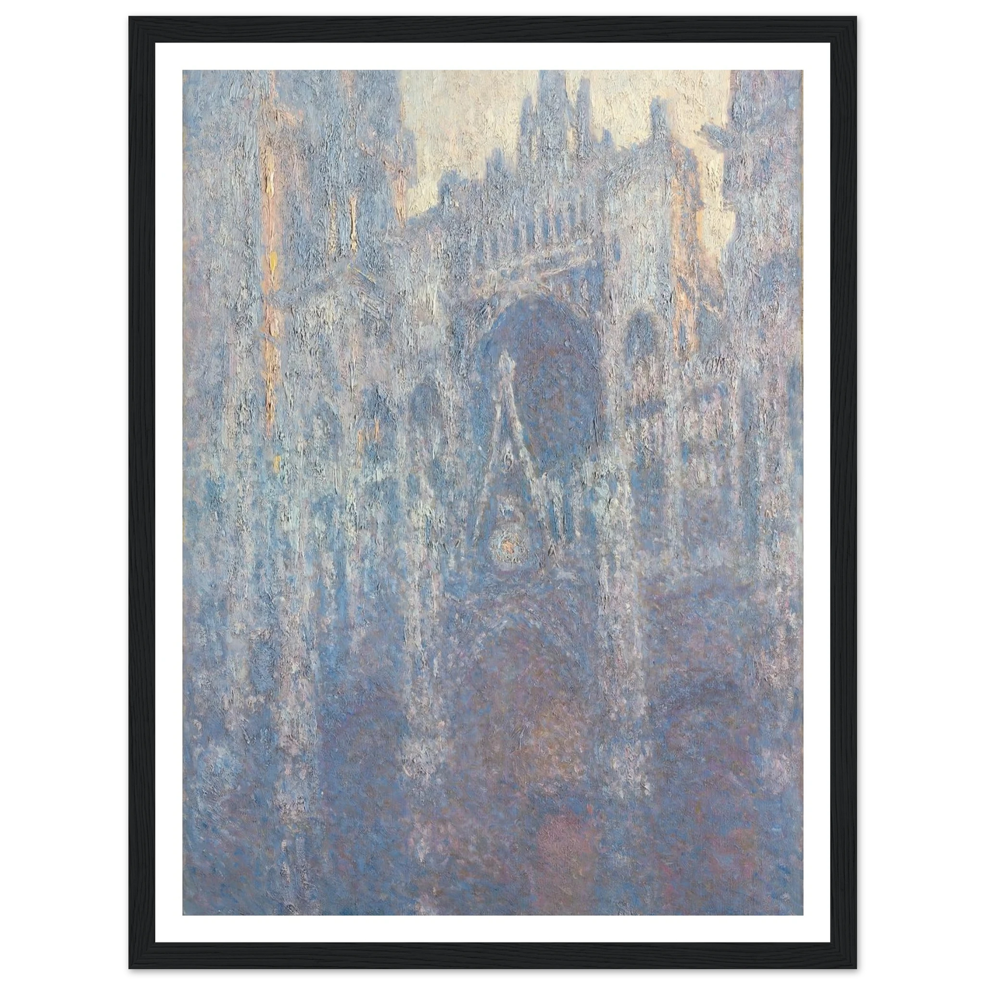 The Portal of Rouen Cathedral in Morning Light (1894) Art Print | Claude Monet - Framed Poster - 30x40 cm / 12x16″ - Black frame