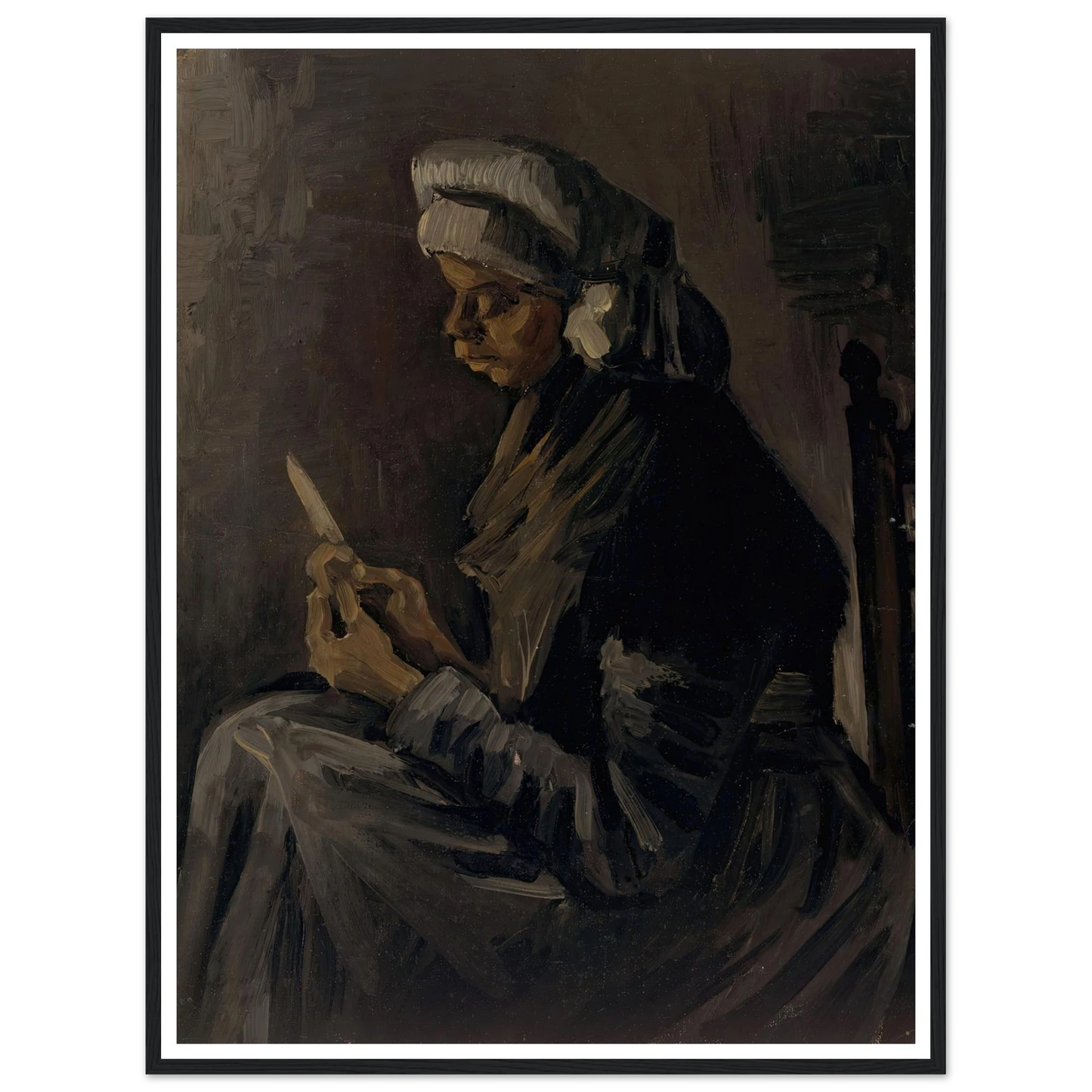 The Potato Peeler (1885) Art Print | Vincent van Gogh - Framed Poster - 30x40 cm / 12x16″ - Black frame