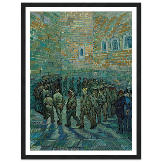 The Prison Courtyard (1890) Art Print | Vincent van Gogh - Framed Poster - 30x40 cm / 12x16″ - Black frame