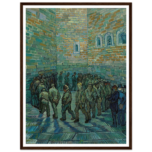 The Prison Courtyard (1890) Art Print | Vincent van Gogh - Framed Poster - 30x40 cm / 12x16″ - Black frame