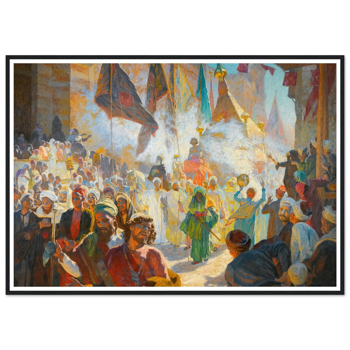 The Procession Of The Mahmal Through The Streets Of Cairo Art Print | Ludwig Deutsch - Framed Poster - 30x40 cm / 12x16″ - Black frame