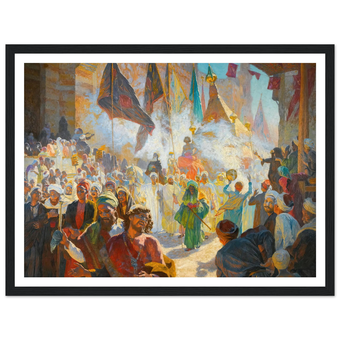 The Procession Of The Mahmal Through The Streets Of Cairo Art Print | Ludwig Deutsch - Framed Poster - 30x40 cm / 12x16″ - Black frame