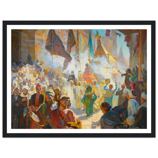The Procession Of The Mahmal Through The Streets Of Cairo Art Print | Ludwig Deutsch - Framed Poster - 30x40 cm / 12x16″ - Black frame
