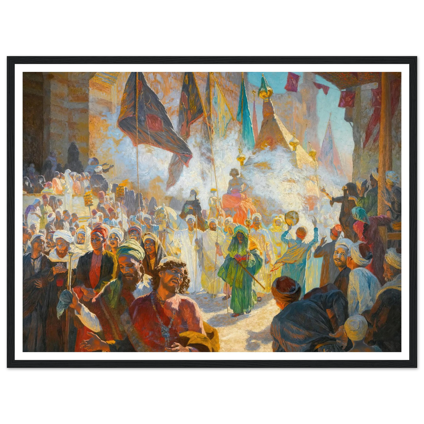 The Procession Of The Mahmal Through The Streets Of Cairo Art Print | Ludwig Deutsch - Framed Poster - 30x40 cm / 12x16″ - Black frame