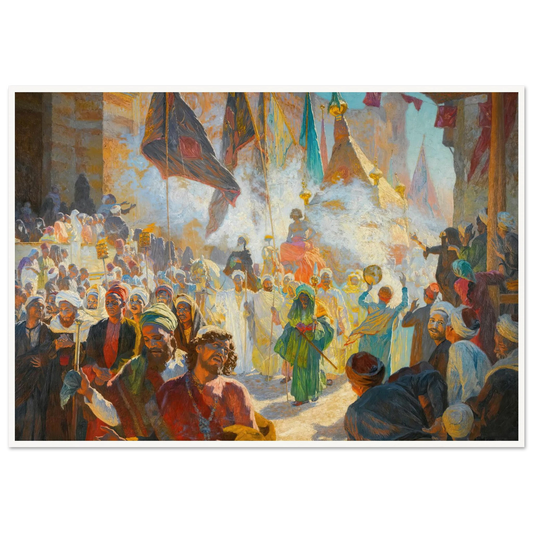 The Procession Of The Mahmal Through The Streets Of Cairo Art Print | Ludwig Deutsch - Framed Poster - 30x40 cm / 12x16″ - Black frame