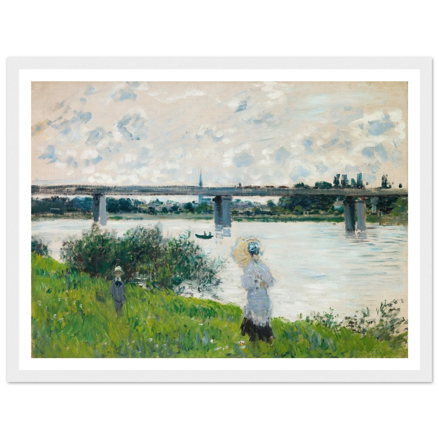 The Promenade with the Railroad Bridge, Argenteuil (1874) Art Print | Claude Monet - Framed Poster - 30x40 cm / 12x16″ - Black frame