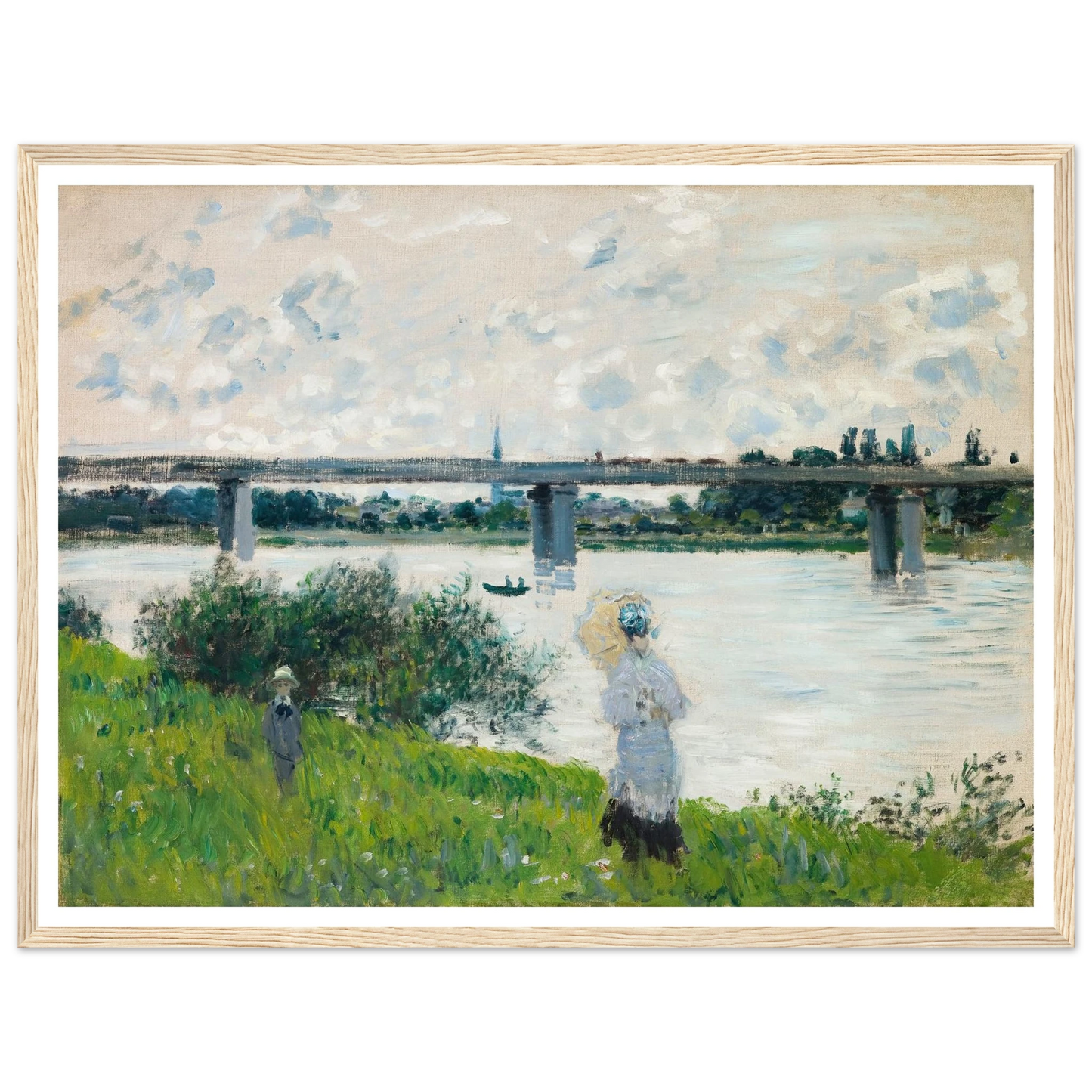 The Promenade with the Railroad Bridge, Argenteuil (1874) Art Print | Claude Monet - Framed Poster - 30x40 cm / 12x16″ - Black frame