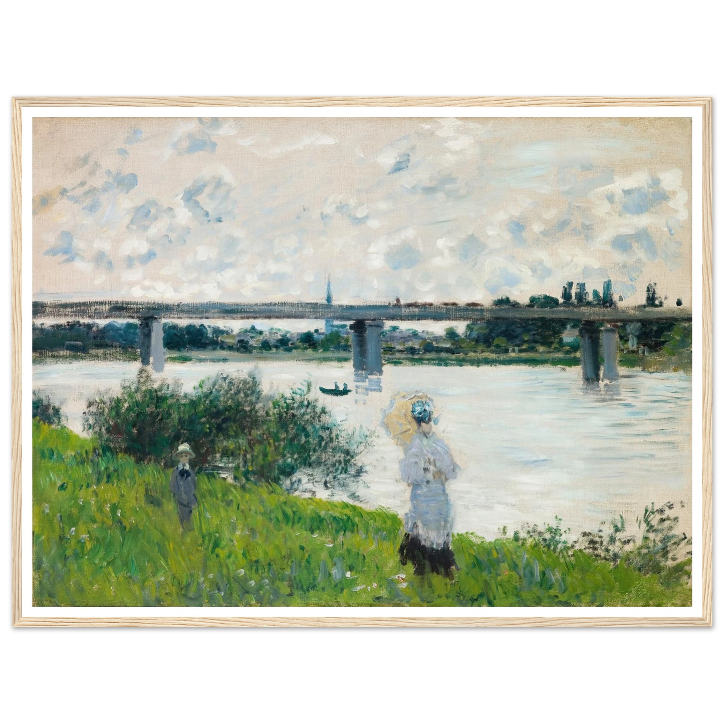 The Promenade with the Railroad Bridge, Argenteuil (1874) Art Print | Claude Monet - Framed Poster - 30x40 cm / 12x16″ - Black frame