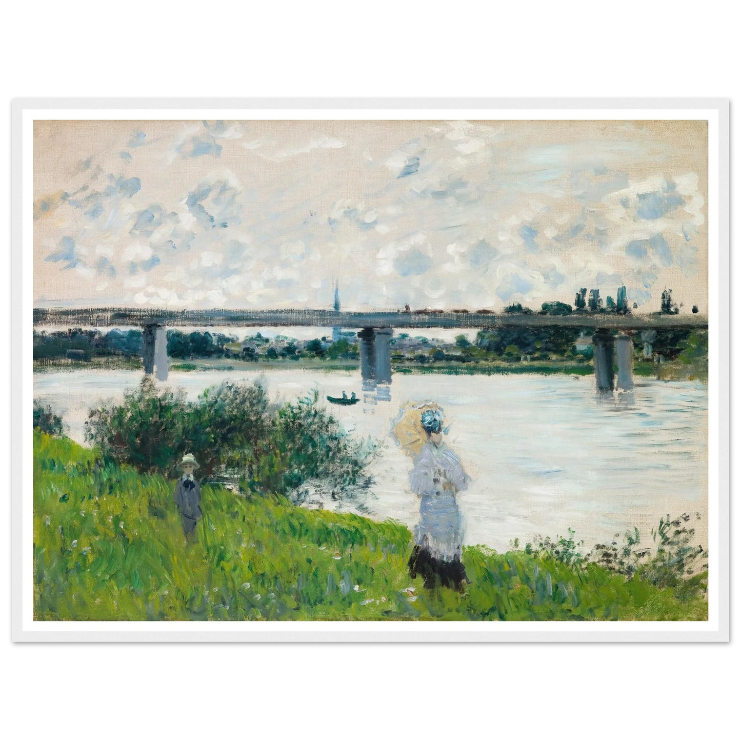 The Promenade with the Railroad Bridge, Argenteuil (1874) Art Print | Claude Monet - Framed Poster - 30x40 cm / 12x16″ - Black frame