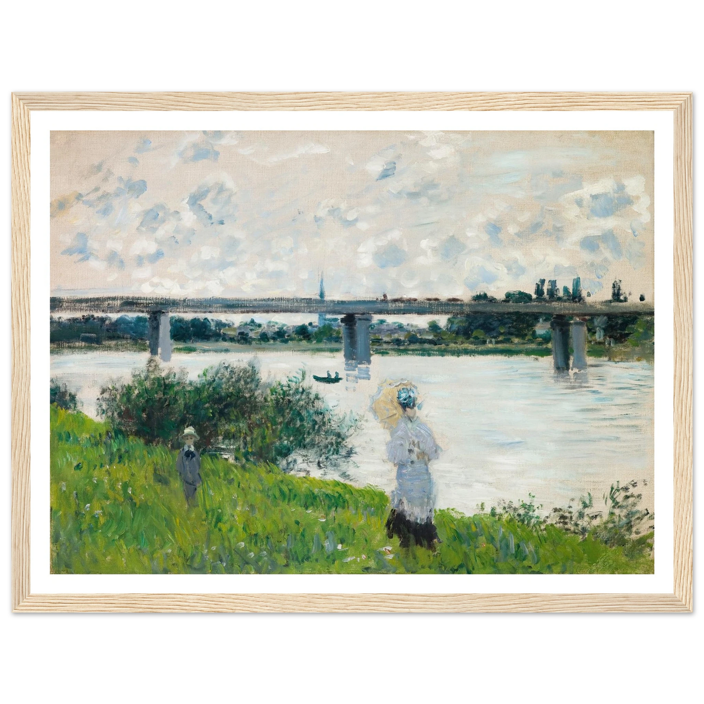 The Promenade with the Railroad Bridge, Argenteuil (1874) Art Print | Claude Monet - Framed Poster - 30x40 cm / 12x16″ - Black frame