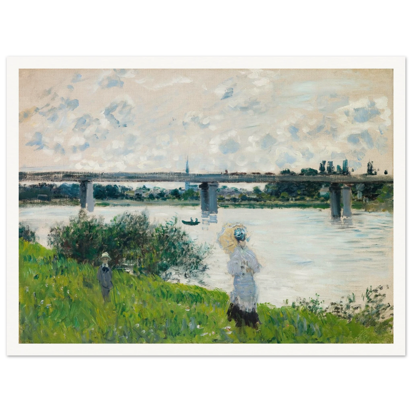 The Promenade with the Railroad Bridge, Argenteuil (1874) Art Print | Claude Monet - Framed Poster - 30x40 cm / 12x16″ - Black frame