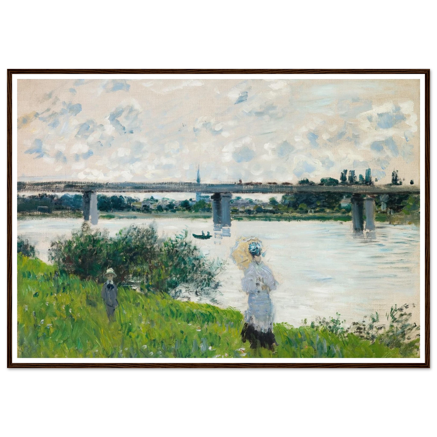The Promenade with the Railroad Bridge, Argenteuil (1874) Art Print | Claude Monet - Framed Poster - 30x40 cm / 12x16″ - Black frame