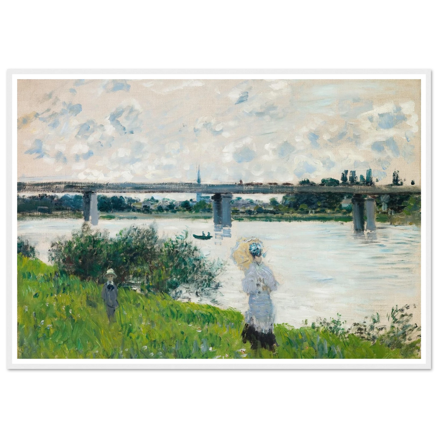 The Promenade with the Railroad Bridge, Argenteuil (1874) Art Print | Claude Monet - Framed Poster - 30x40 cm / 12x16″ - Black frame