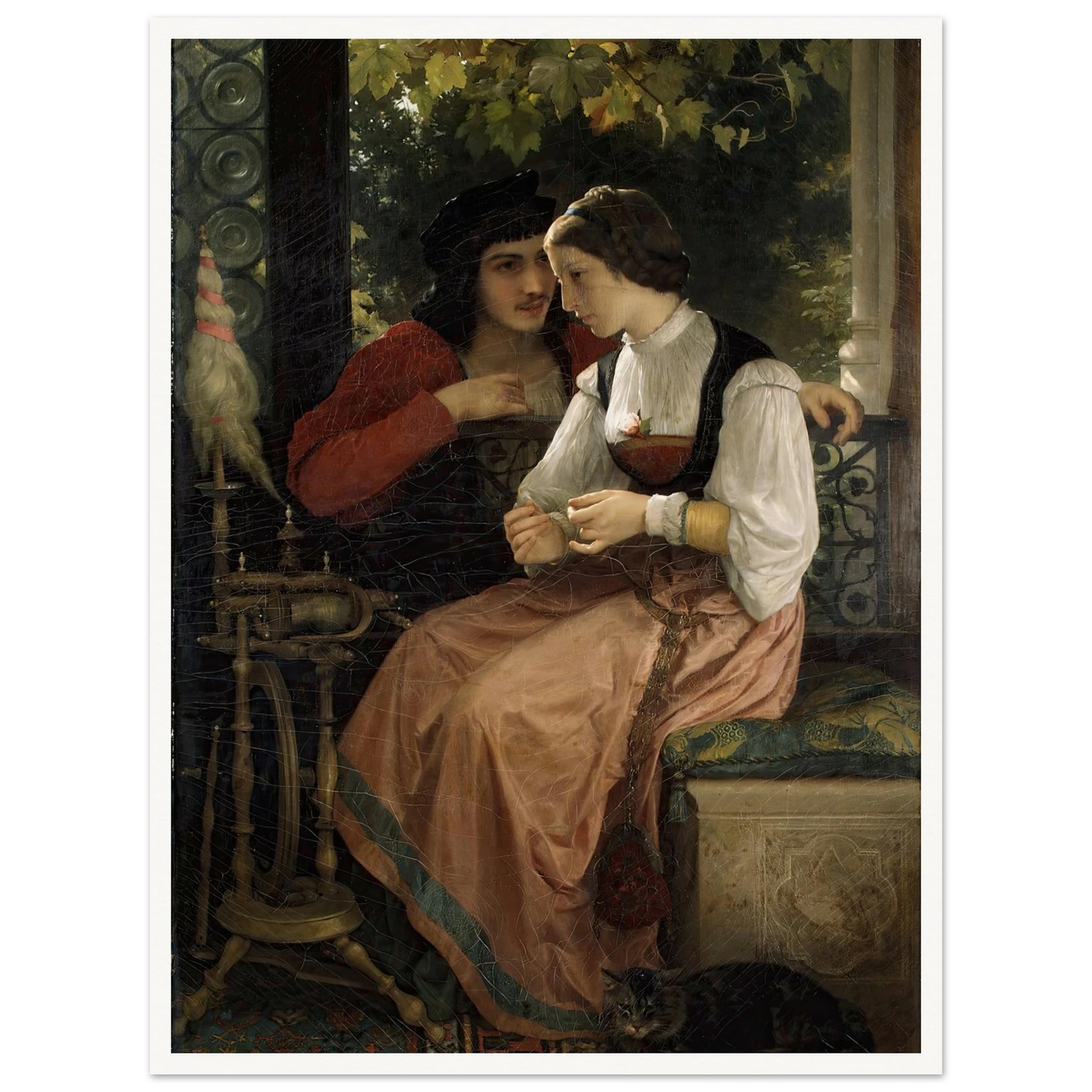 The Proposal (1872) Art Print | William Bouguereau - Framed Poster - 30x40 cm / 12x16″ - Black frame