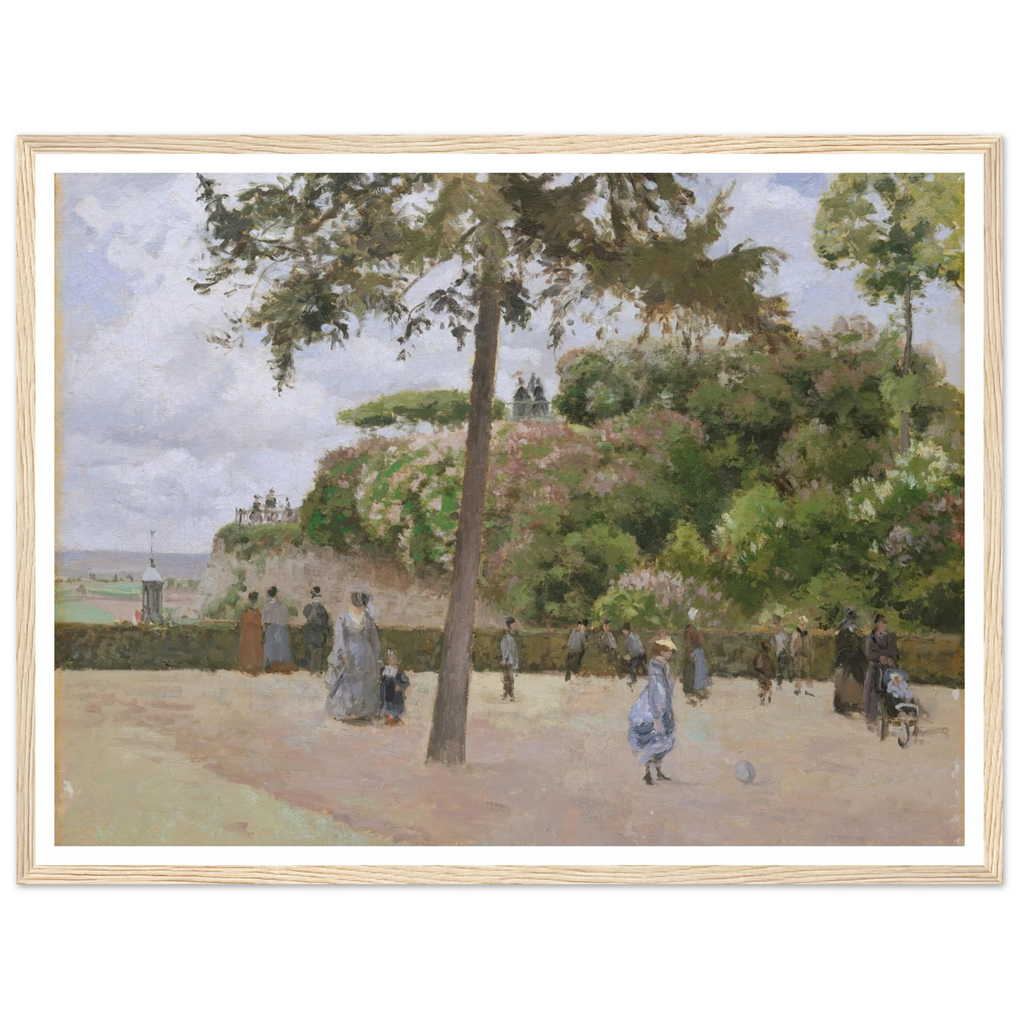 The Public Garden at Pontoise (1874) Art Print | Camille Pissarro - Framed Poster - 30x40 cm / 12x16″ - Black frame