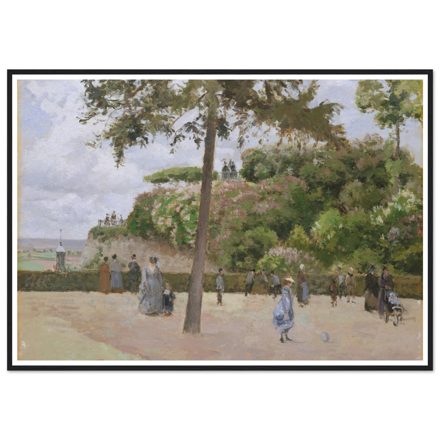 The Public Garden at Pontoise (1874) Art Print | Camille Pissarro - Framed Poster - 30x40 cm / 12x16″ - Black frame