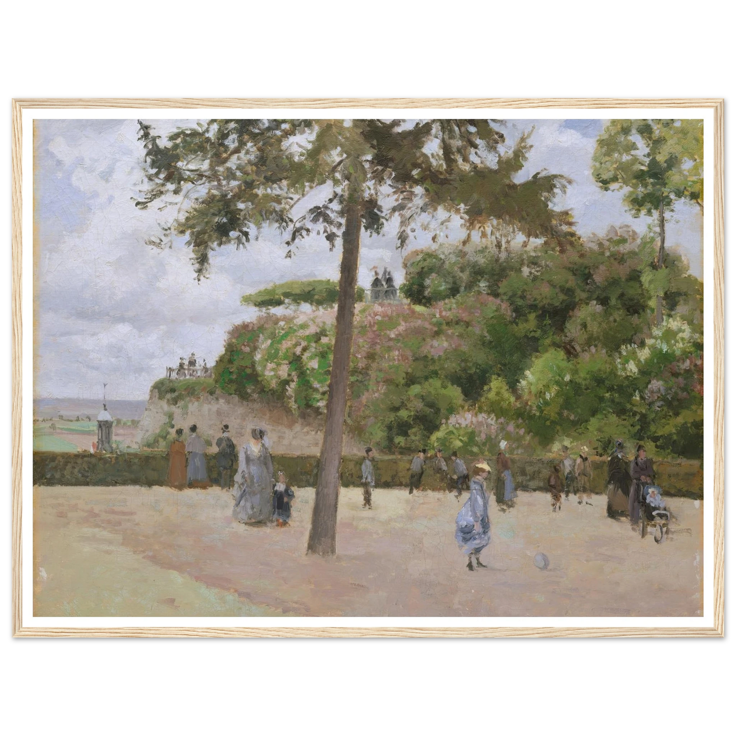 The Public Garden at Pontoise (1874) Art Print | Camille Pissarro - Framed Poster - 30x40 cm / 12x16″ - Black frame