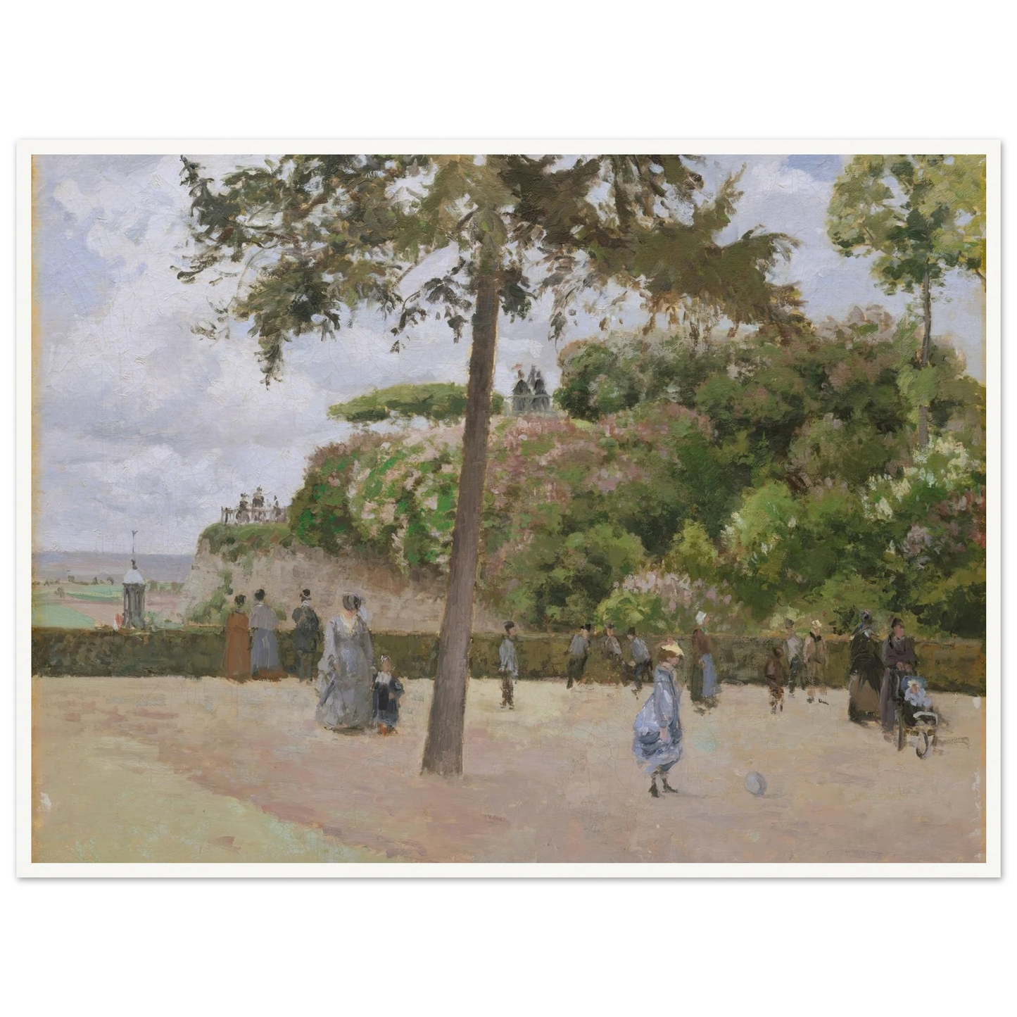 The Public Garden at Pontoise (1874) Art Print | Camille Pissarro - Framed Poster - 30x40 cm / 12x16″ - Black frame