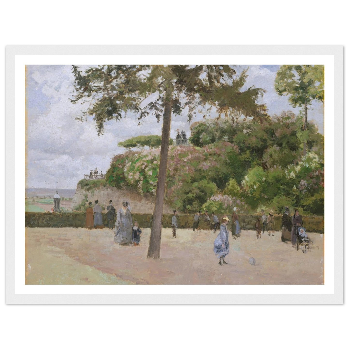 The Public Garden at Pontoise (1874) Art Print | Camille Pissarro - Framed Poster - 30x40 cm / 12x16″ - Black frame