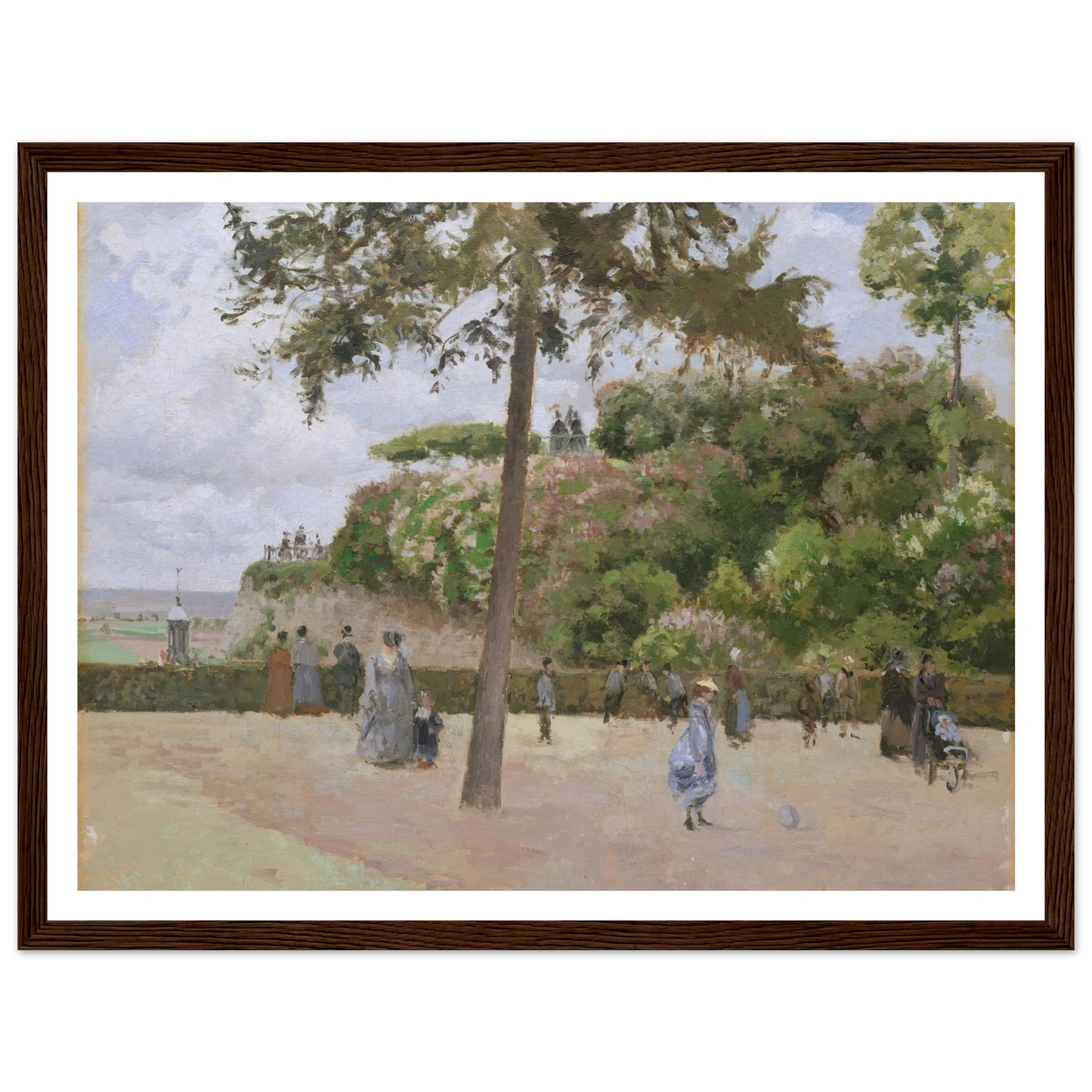 The Public Garden at Pontoise (1874) Art Print | Camille Pissarro - Framed Poster - 30x40 cm / 12x16″ - Black frame