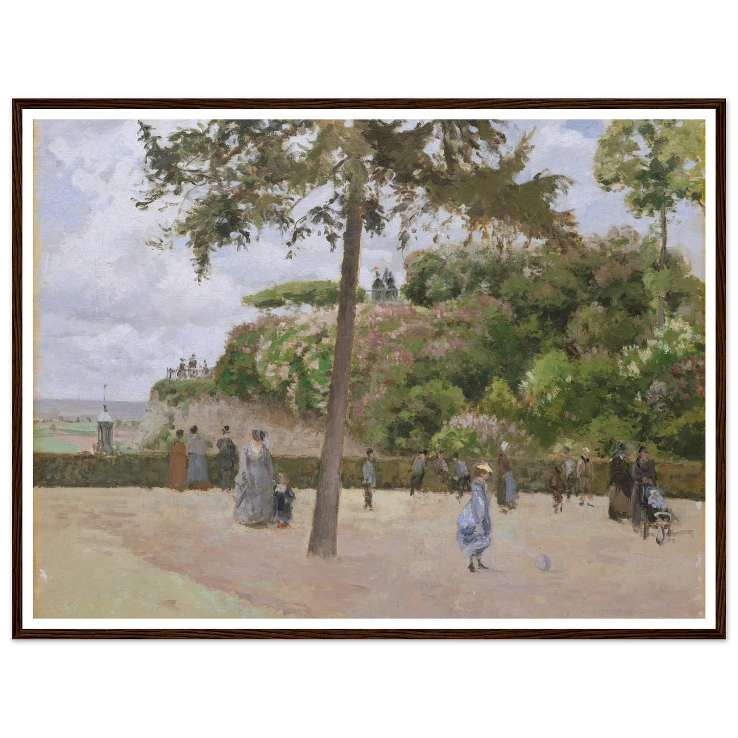 The Public Garden at Pontoise (1874) Art Print | Camille Pissarro - Framed Poster - 30x40 cm / 12x16″ - Black frame