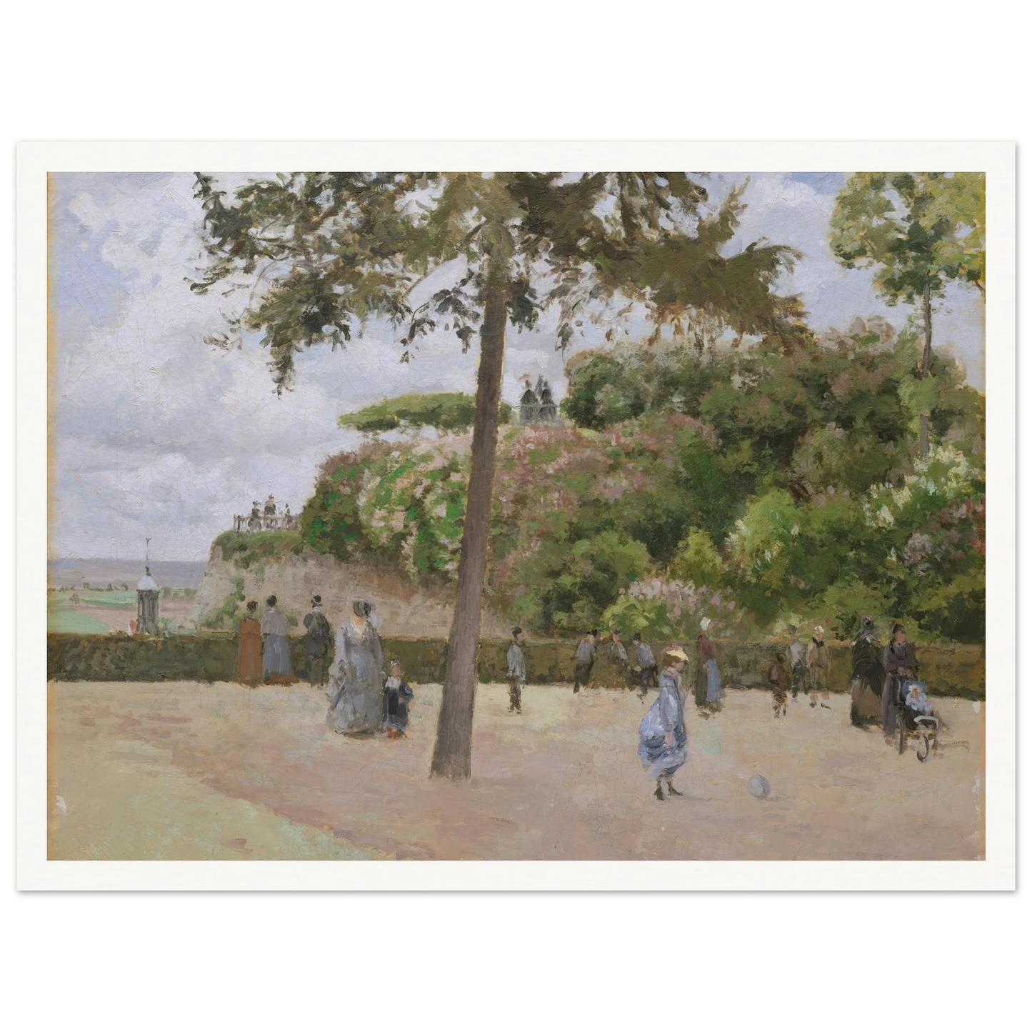 The Public Garden at Pontoise (1874) Art Print | Camille Pissarro - Framed Poster - 30x40 cm / 12x16″ - Black frame