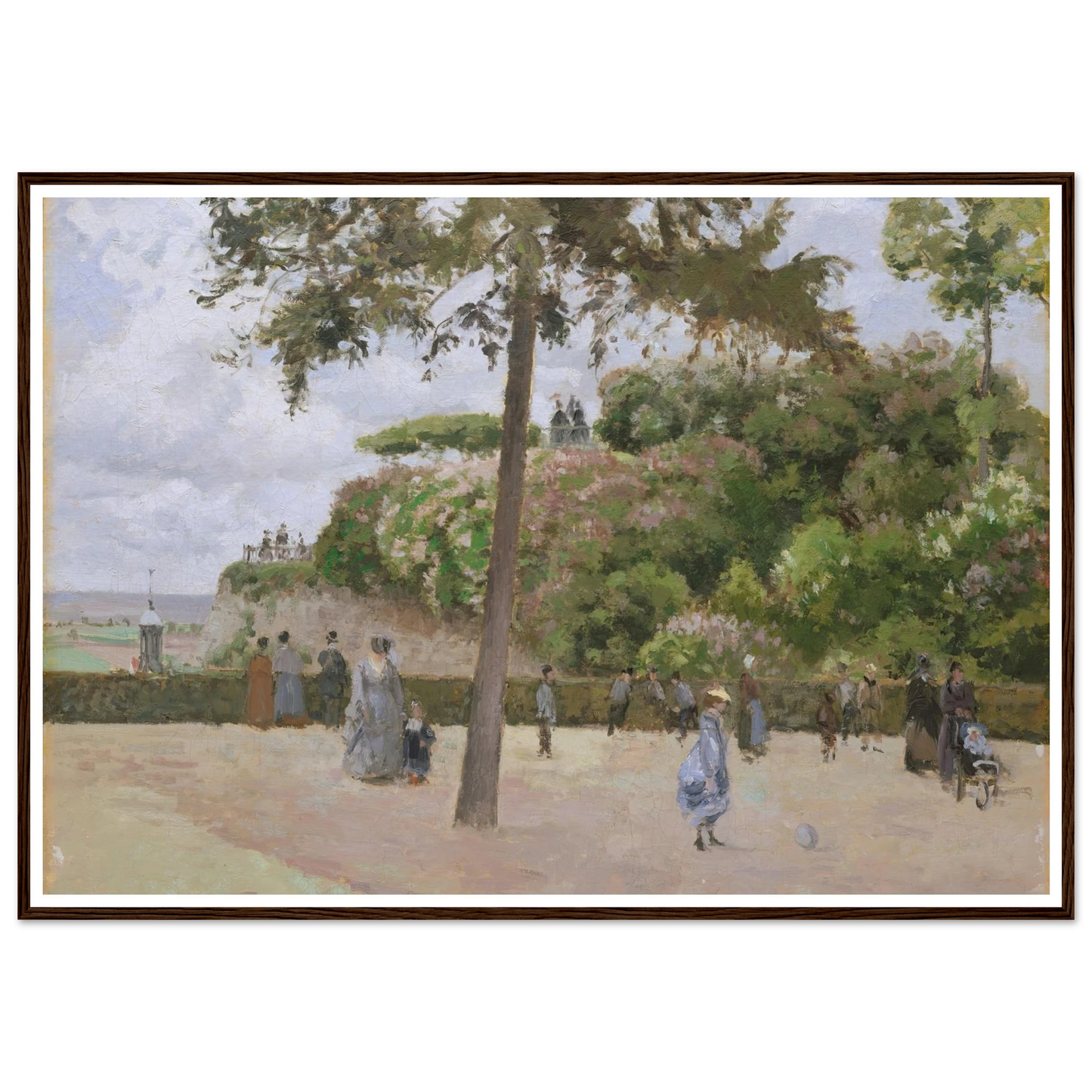 The Public Garden at Pontoise (1874) Art Print | Camille Pissarro - Framed Poster - 30x40 cm / 12x16″ - Black frame