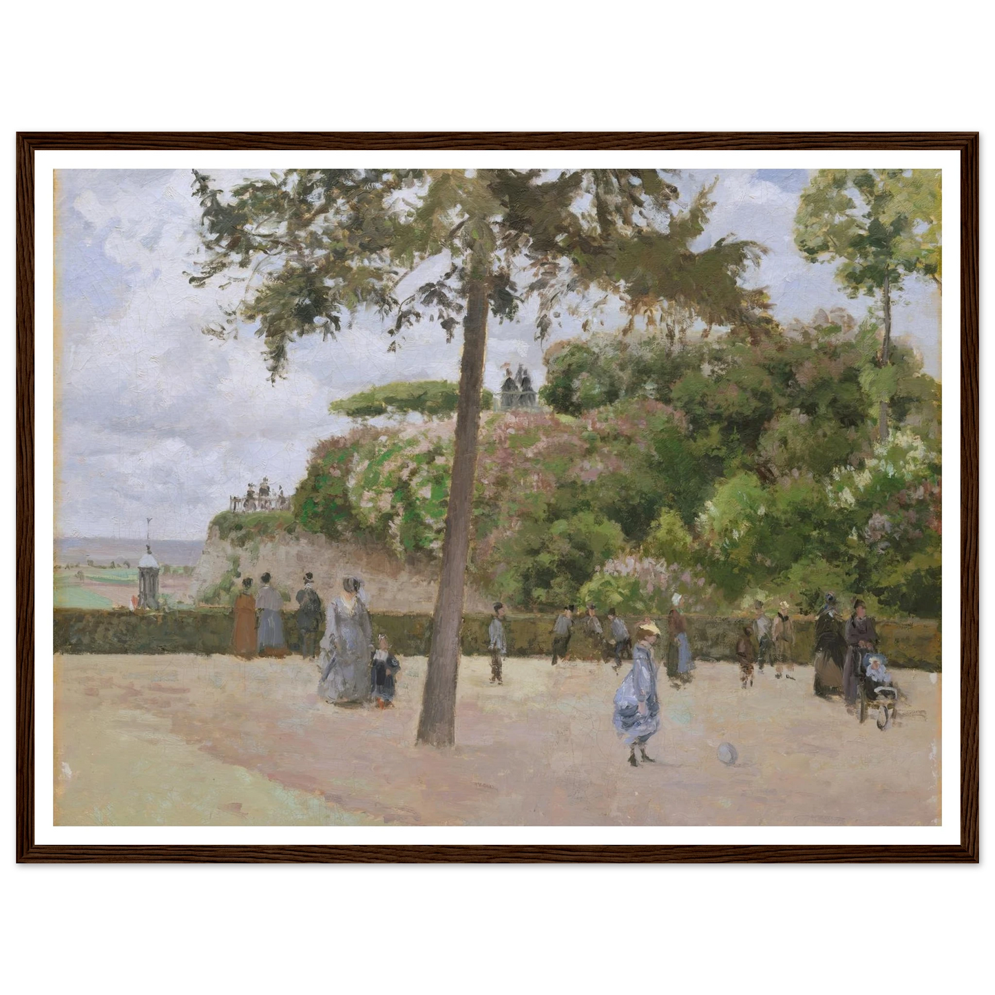 The Public Garden at Pontoise (1874) Art Print | Camille Pissarro - Framed Poster - 30x40 cm / 12x16″ - Black frame