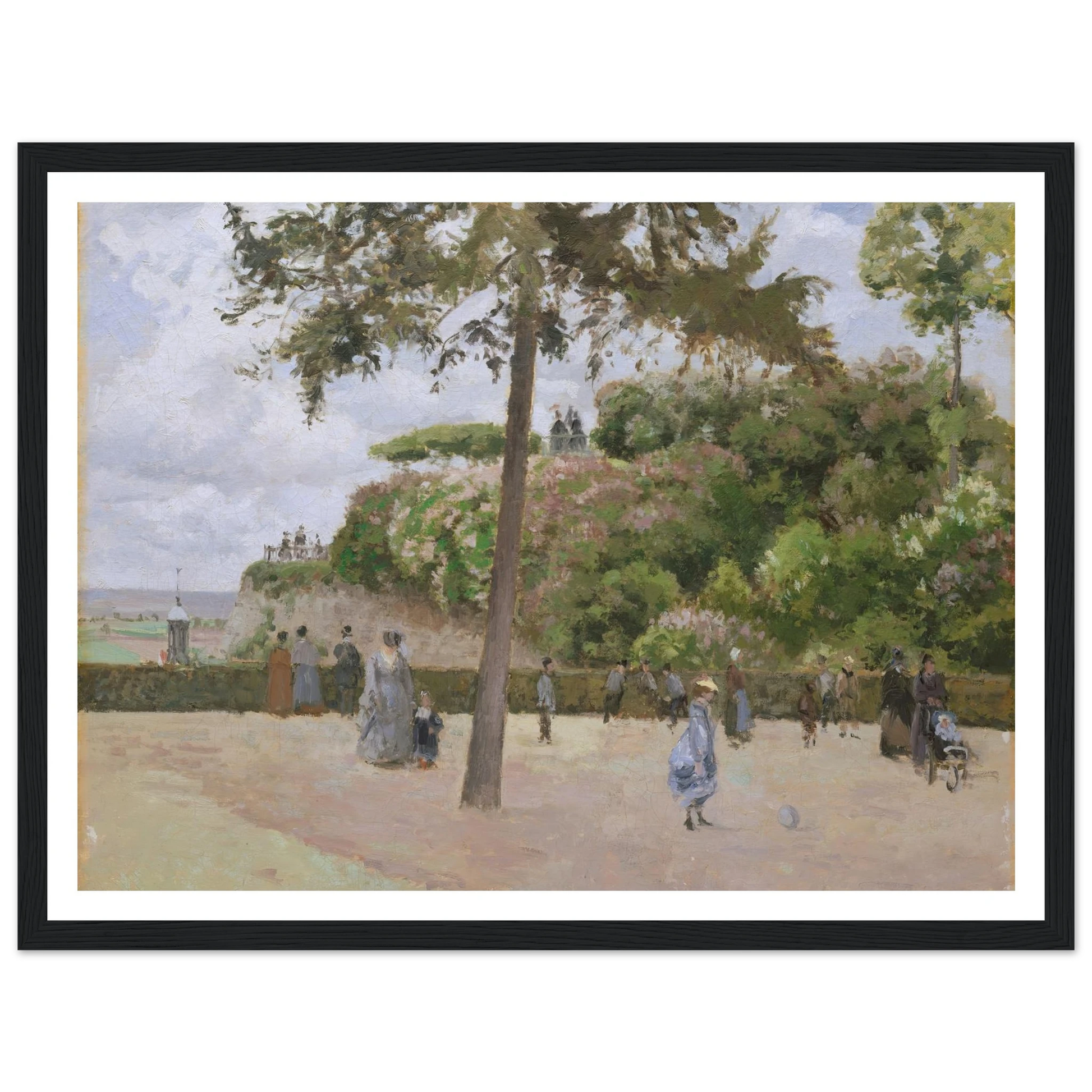 The Public Garden at Pontoise (1874) Art Print | Camille Pissarro - Framed Poster - 30x40 cm / 12x16″ - Black frame