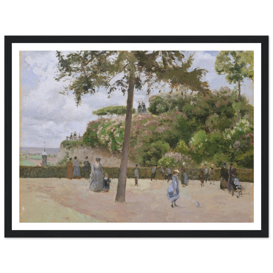 The Public Garden at Pontoise (1874) Art Print | Camille Pissarro - Framed Poster - 30x40 cm / 12x16″ - Black frame