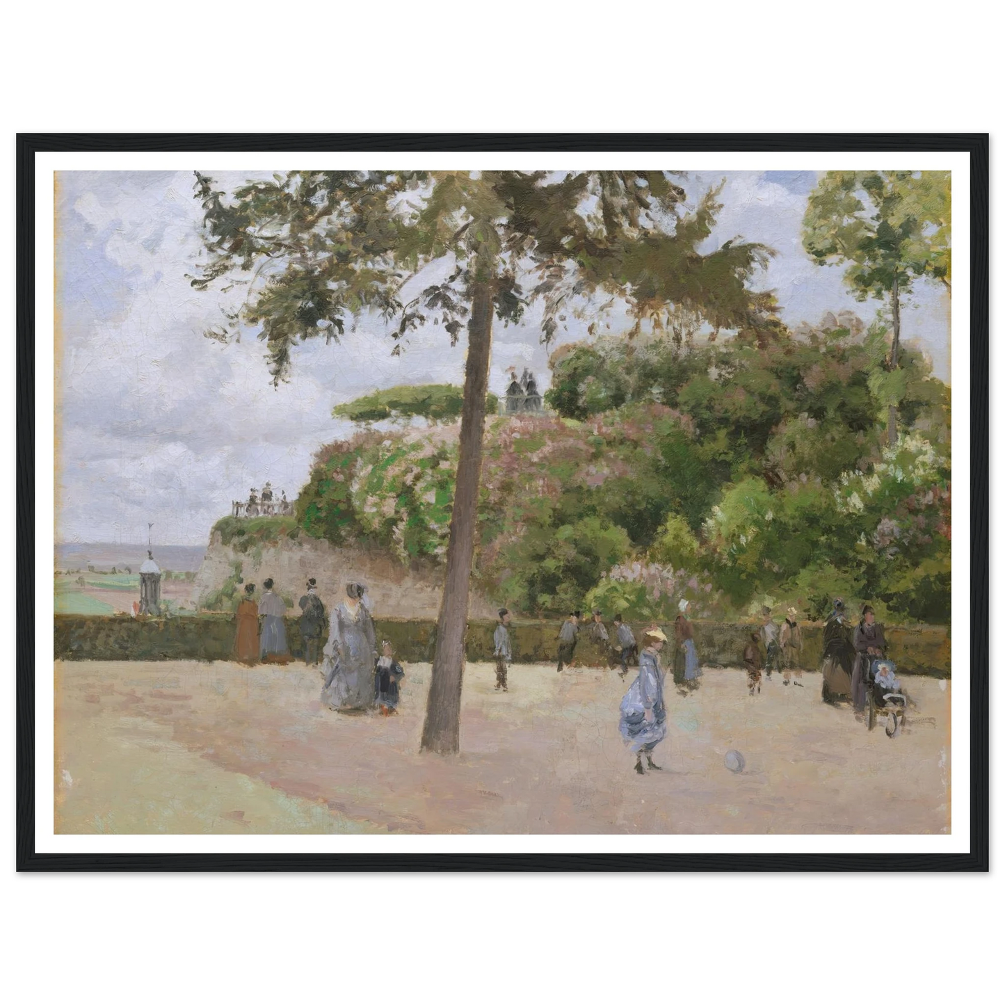 The Public Garden at Pontoise (1874) Art Print | Camille Pissarro - Framed Poster - 30x40 cm / 12x16″ - Black frame