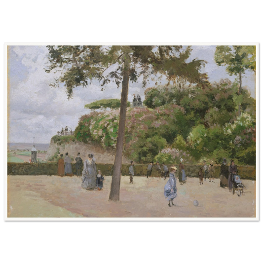 The Public Garden at Pontoise (1874) Art Print | Camille Pissarro - Framed Poster - 30x40 cm / 12x16″ - Black frame