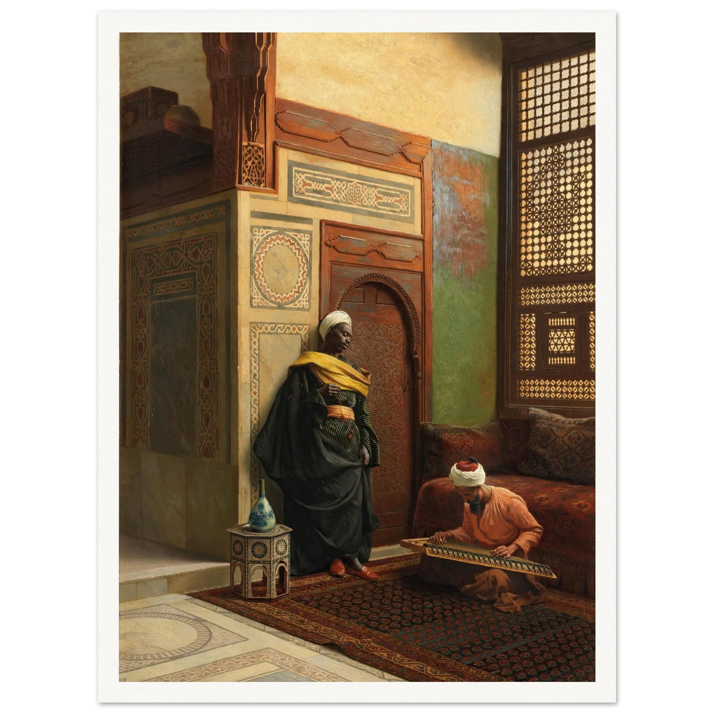 The Qanun Player (1903) Art Print | Ludwig Deutsch - Framed Poster - 30x40 cm / 12x16″ - Black frame