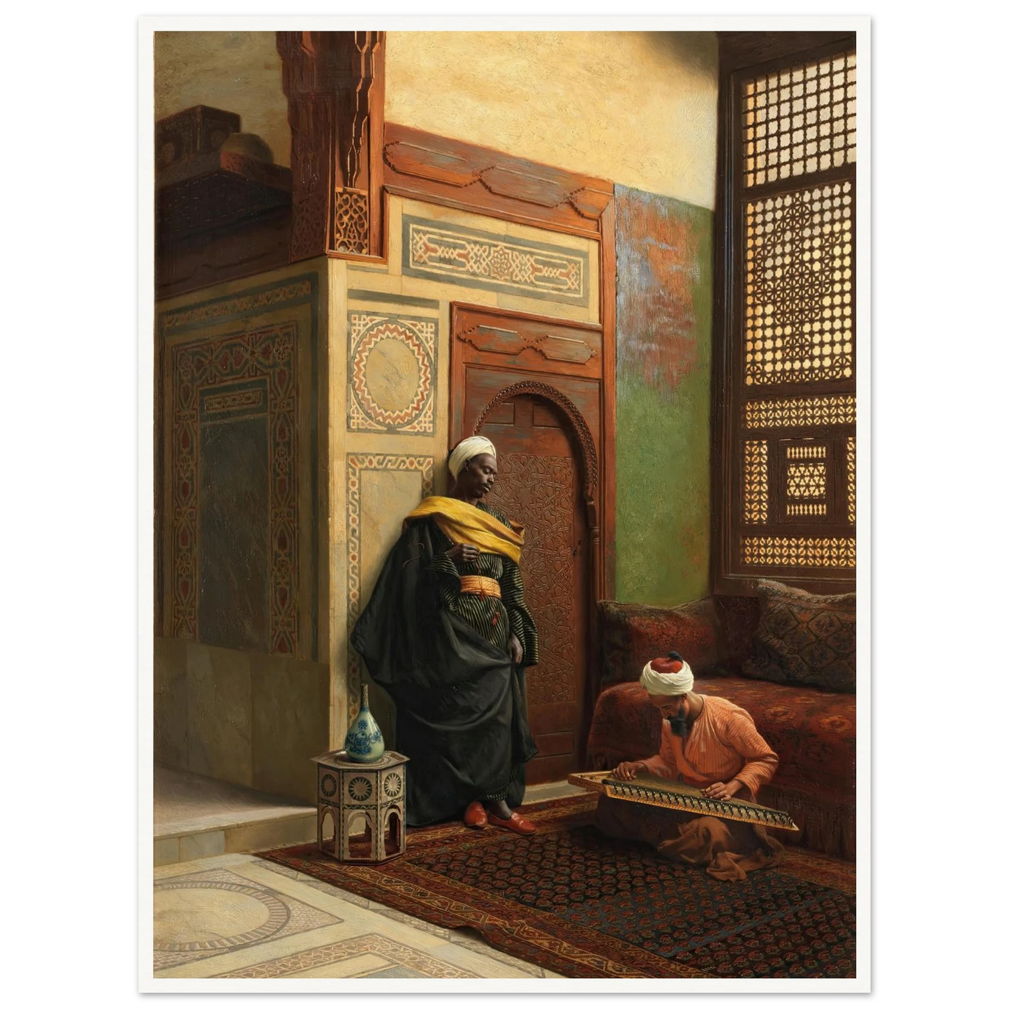 The Qanun Player (1903) Art Print | Ludwig Deutsch - Framed Poster - 30x40 cm / 12x16″ - Black frame