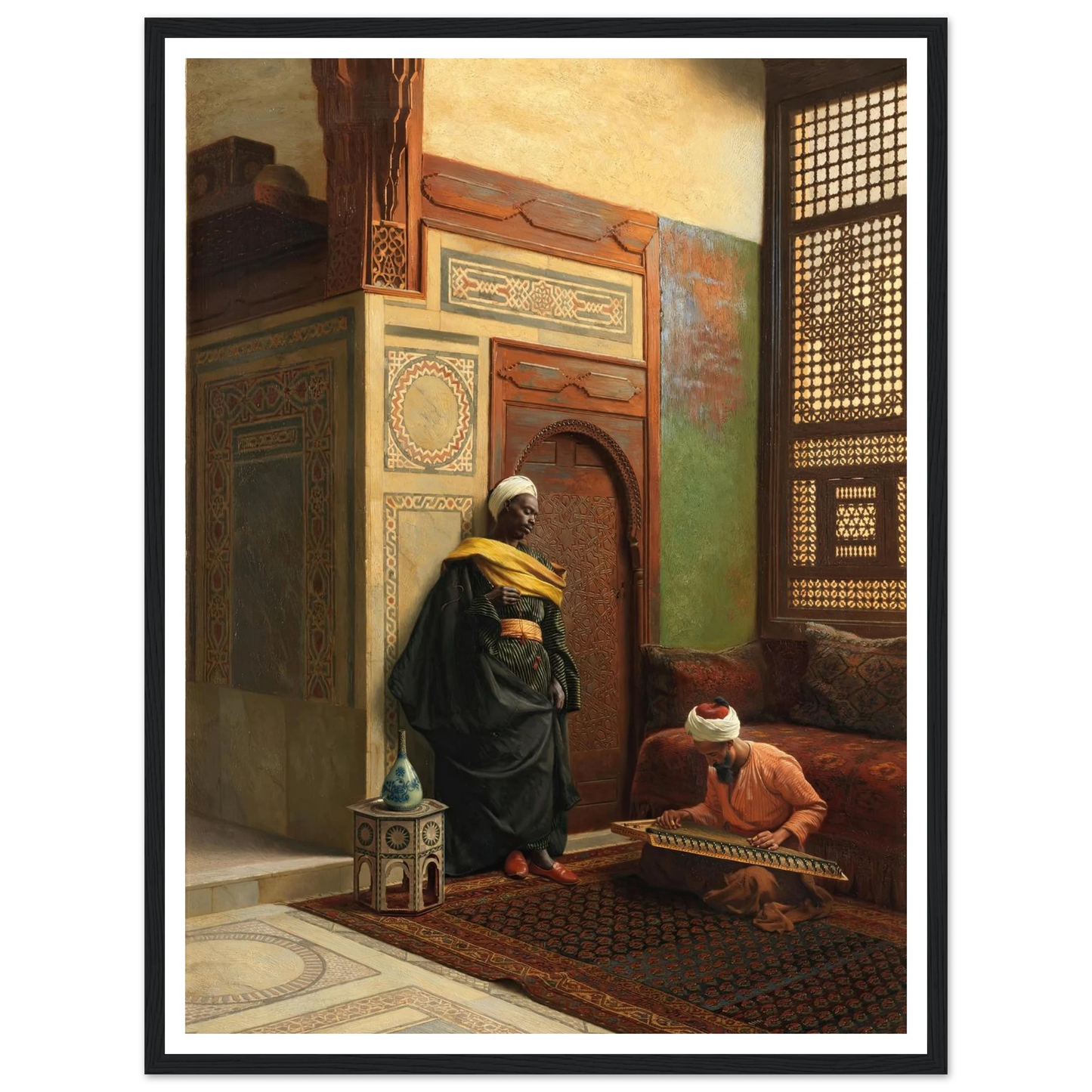 The Qanun Player (1903) Art Print | Ludwig Deutsch - Framed Poster - 30x40 cm / 12x16″ - Black frame