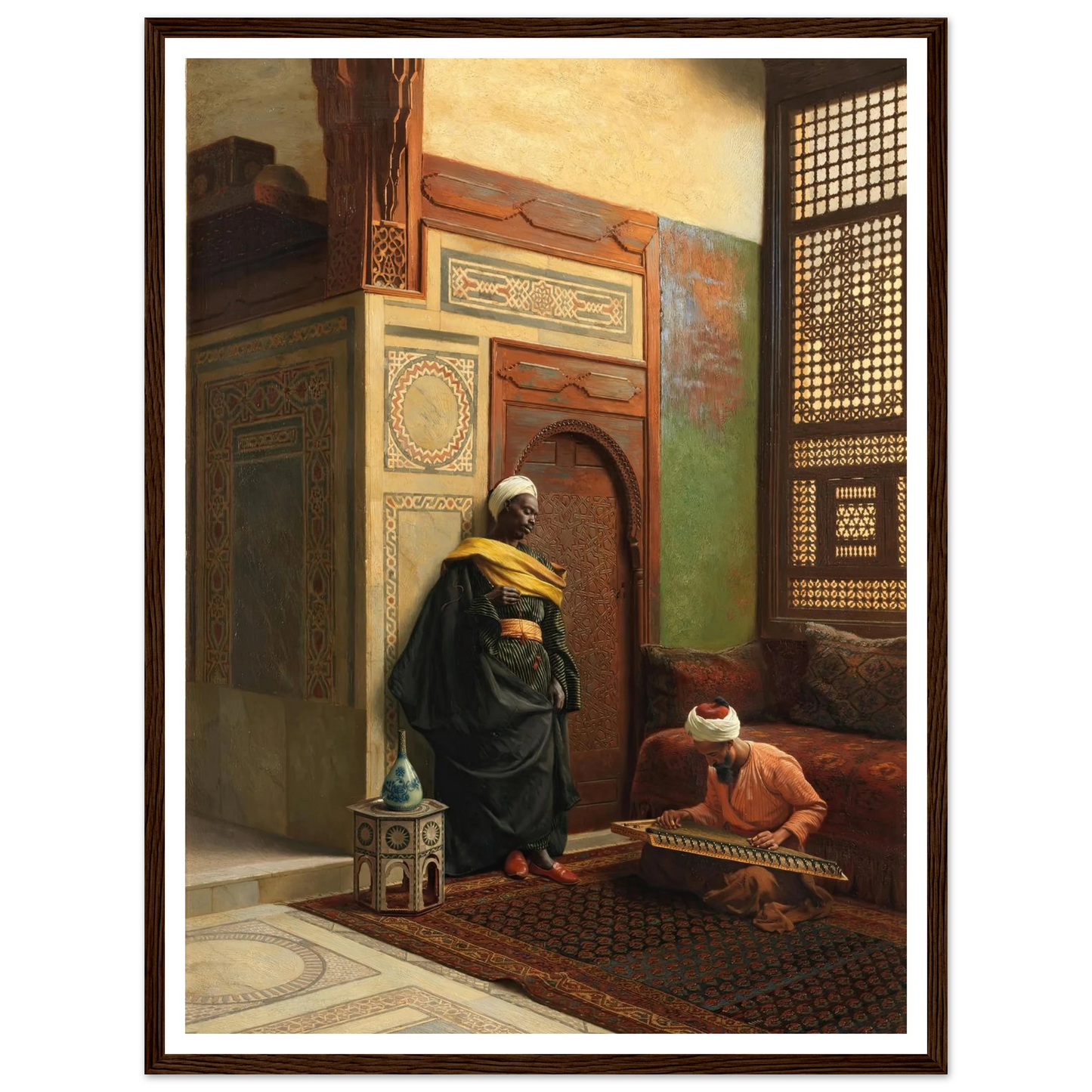 The Qanun Player (1903) Art Print | Ludwig Deutsch - Framed Poster - 30x40 cm / 12x16″ - Black frame