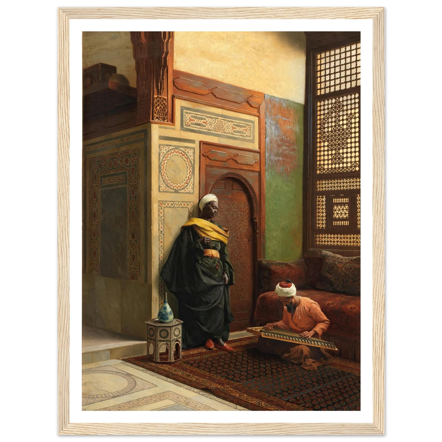 The Qanun Player (1903) Art Print | Ludwig Deutsch - Framed Poster - 30x40 cm / 12x16″ - Black frame