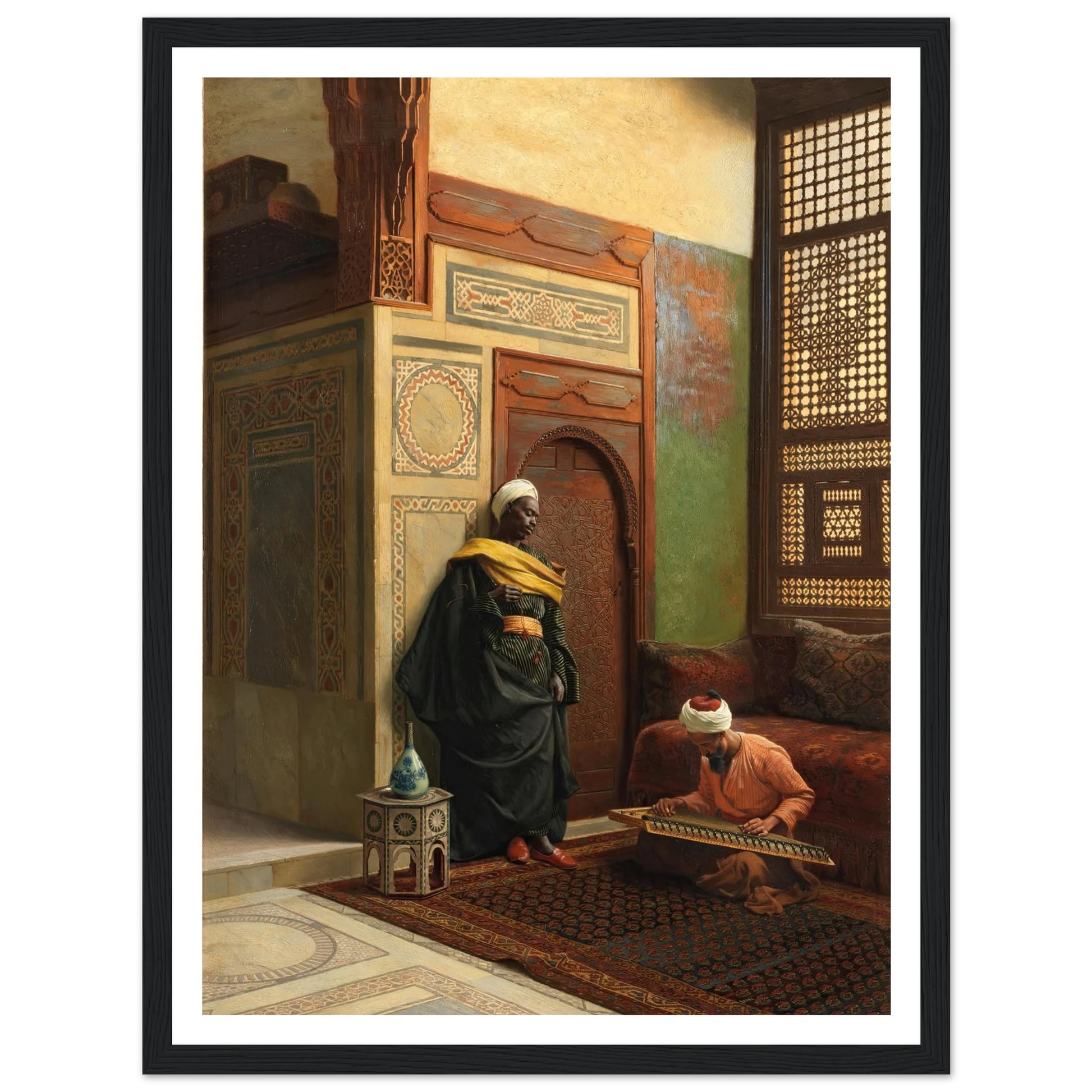 The Qanun Player (1903) Art Print | Ludwig Deutsch - Framed Poster - 30x40 cm / 12x16″ - Black frame