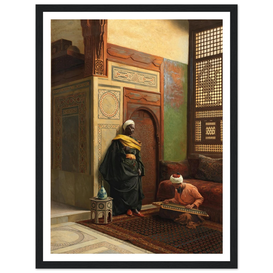 The Qanun Player (1903) Art Print | Ludwig Deutsch - Framed Poster - 30x40 cm / 12x16″ - Black frame