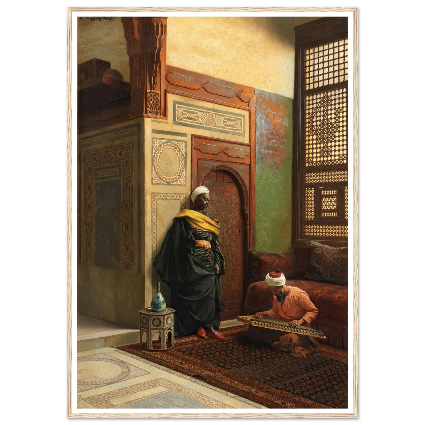 The Qanun Player (1903) Art Print | Ludwig Deutsch - Framed Poster - 30x40 cm / 12x16″ - Black frame