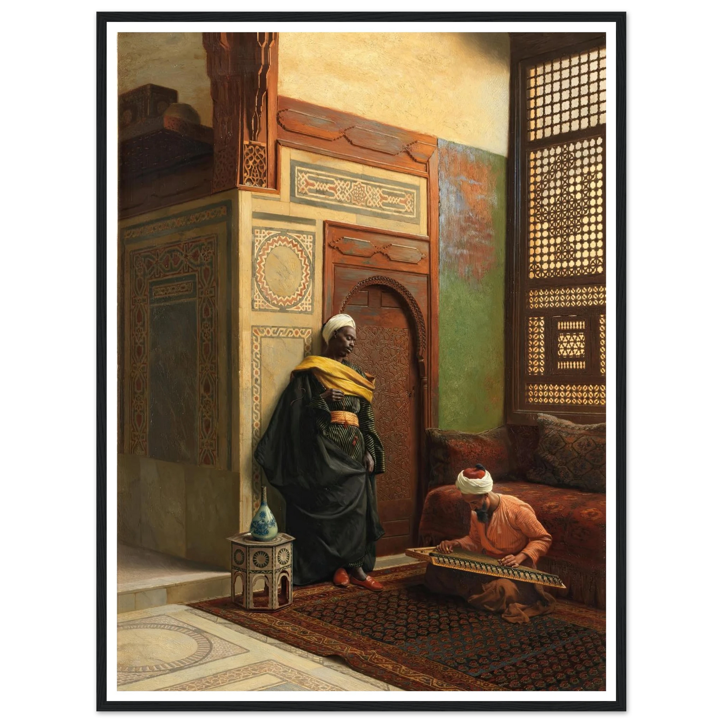 The Qanun Player (1903) Art Print | Ludwig Deutsch - Framed Poster - 30x40 cm / 12x16″ - Black frame