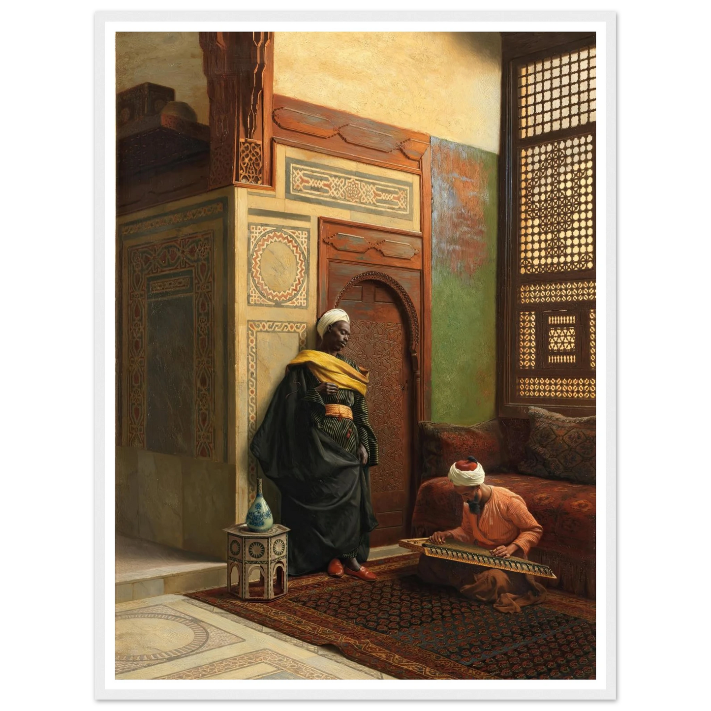 The Qanun Player (1903) Art Print | Ludwig Deutsch - Framed Poster - 30x40 cm / 12x16″ - Black frame