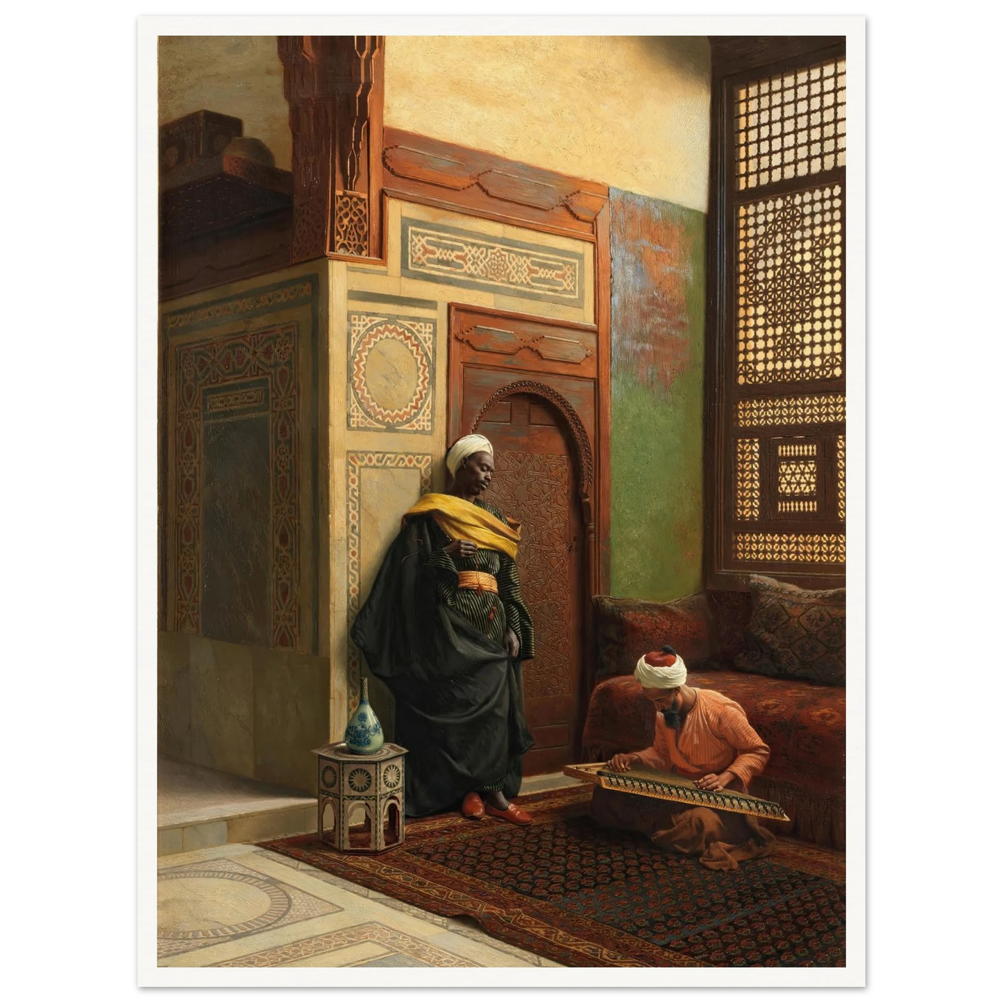 The Qanun Player (1903) Art Print | Ludwig Deutsch - Framed Poster - 30x40 cm / 12x16″ - Black frame
