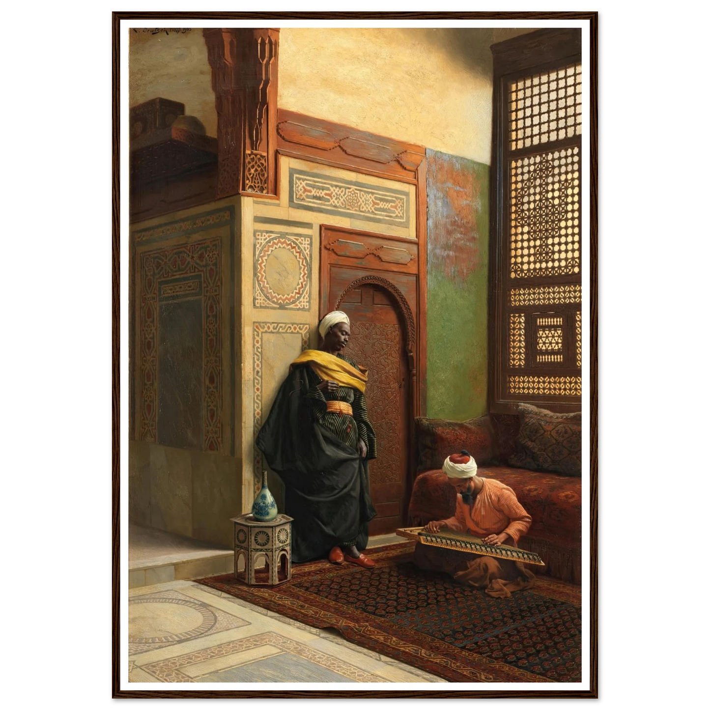 The Qanun Player (1903) Art Print | Ludwig Deutsch - Framed Poster - 30x40 cm / 12x16″ - Black frame